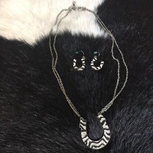 Zebra necklace and earrings set